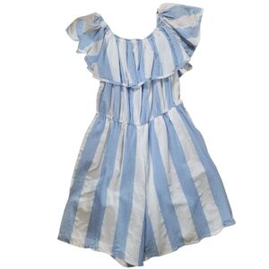 Blue and White Striped Romper